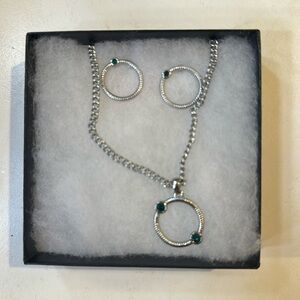 Rhodium Earring & Necklace Set Tarnish & Rust Free